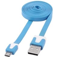 Cavo Flat USB AM a Micro USB M Azzurro 1m - TECHLY - ICOC MUSB-A-FLBL